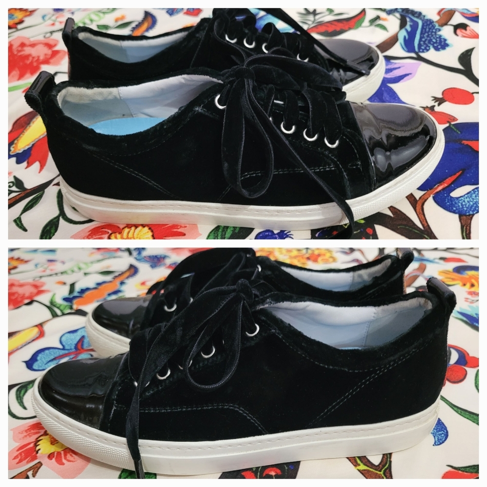 Lanvin Velvet Leather Sneakers / 7.5 - Picture 2 of 7
